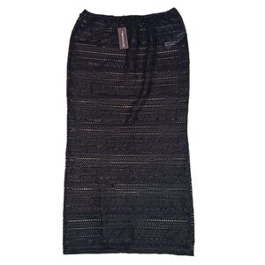 Pretty Little Thing Womens Size 8 Maxi Skirt Black Low Waist Petite Mesh